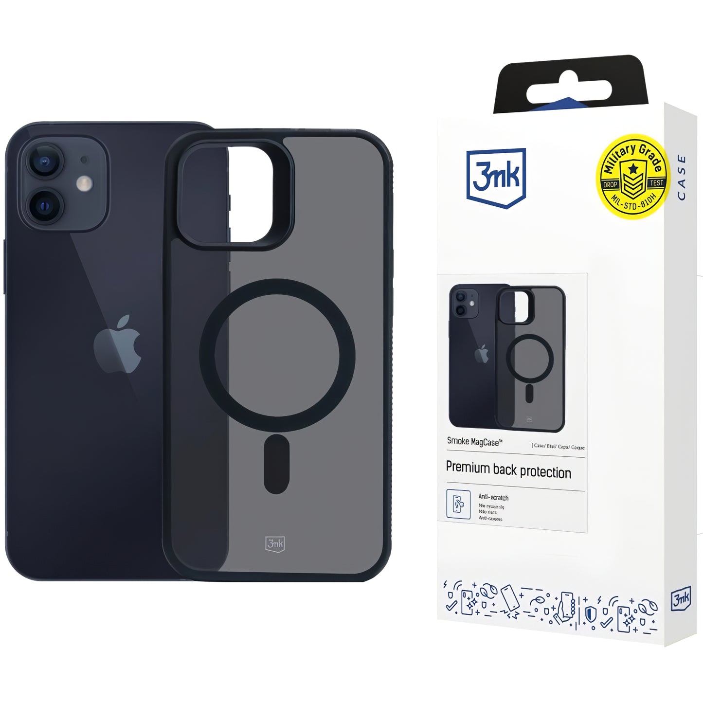 MagSafe-deksel for Apple iPhone 12 / 12 Pro, 3MK, Smoke MagCase, Svart