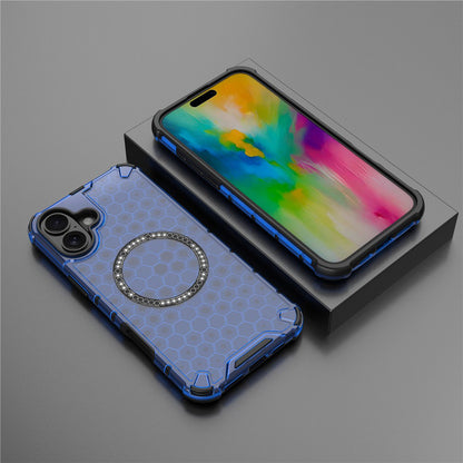 MagSafe-deksel for Apple iPhone 16, Techsuit, HoneyComb Shield, Blå
