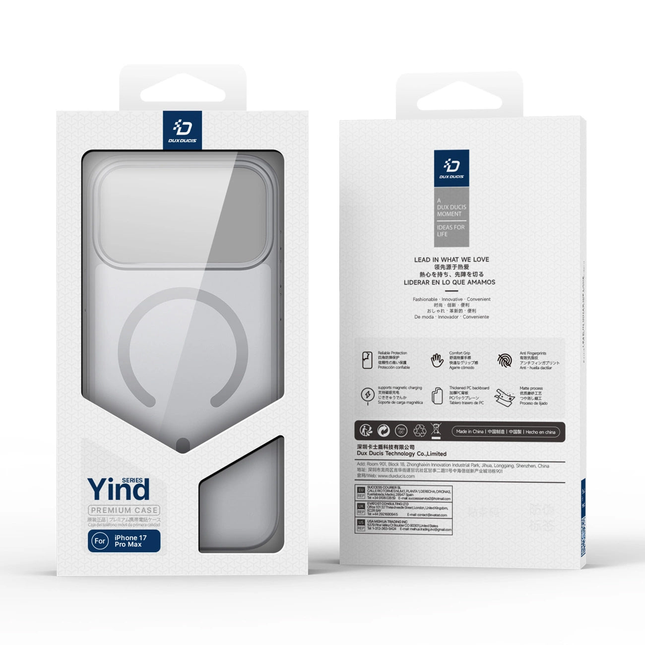 MagSafe-deksel for Apple iPhone 17 Pro, DUX DUCIS, Yind, Grå