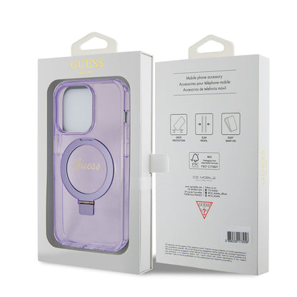 MagSafe-deksel for Apple iPhone 15 Pro Max, Guess, IML Ring Stand Glitter, Lilla GUHMP15XHRSGSU