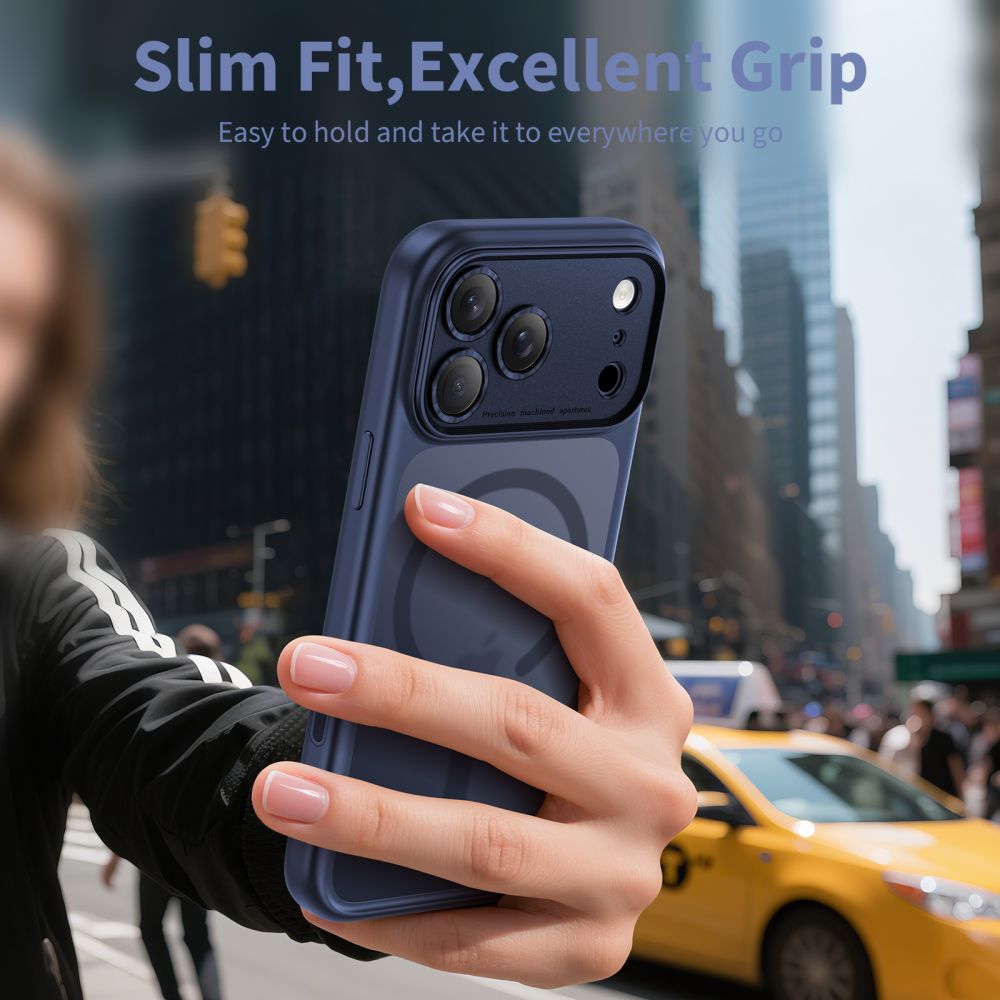 MagSafe-deksel for Apple iPhone 17 Pro Max, Tech-Protect, MagPeak, Matt Marineblå