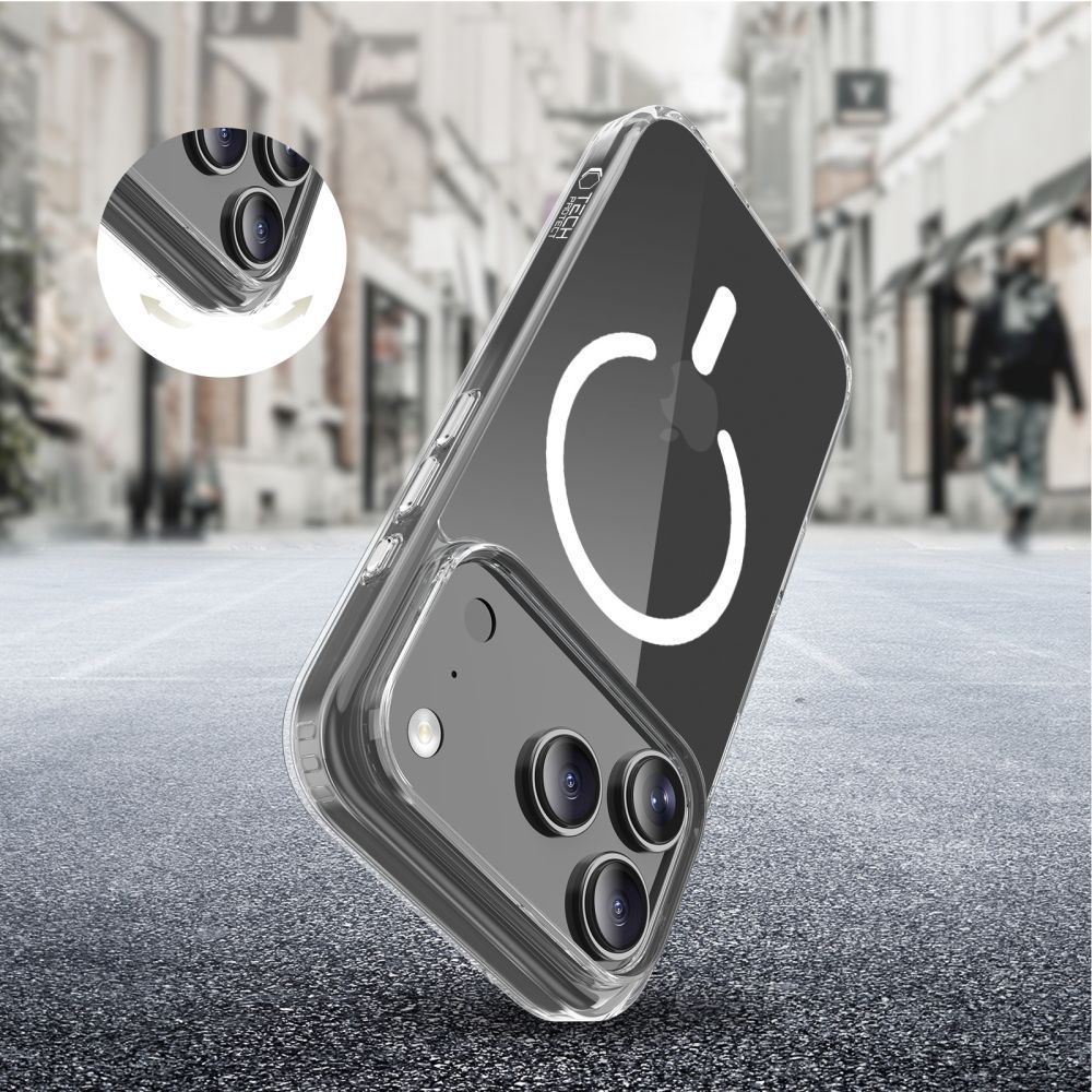 MagSafe-deksel for Apple iPhone 17 Pro, Tech-Protect, Flexair Hybrid CC, Gjennomsiktig