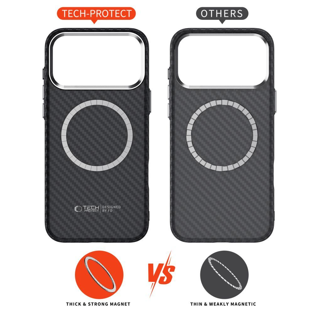 MagSafe-deksel for Apple iPhone 17 Pro, Tech-Protect, Ion Carbon, Svart
