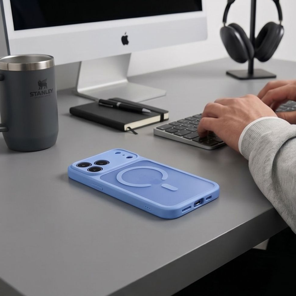 MagSafe-deksel for Apple iPhone 18 Pro / 17 Pro, Tech-Protect, BasicMag, Matt blå