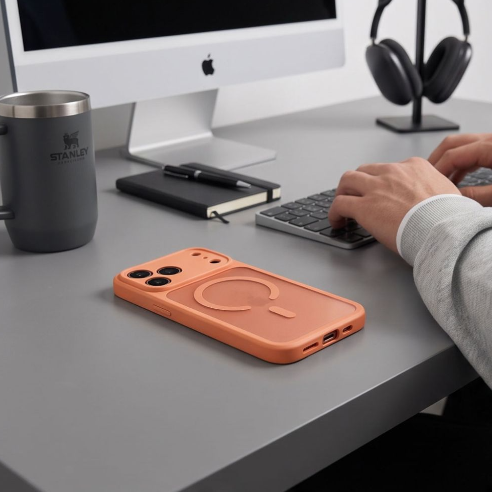 MagSafe-deksel for Apple iPhone 18 Pro Max / 17 Pro Max, Tech-Protect, BasicMag, Matt Oransje
