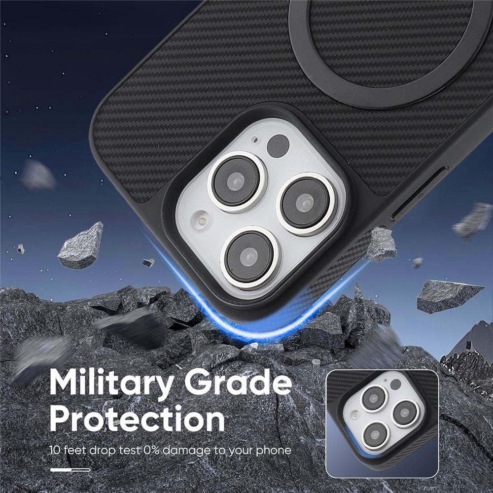 MagSafe-deksel for Apple iPhone 16 Pro Max, OEM, karbon metallring, svart