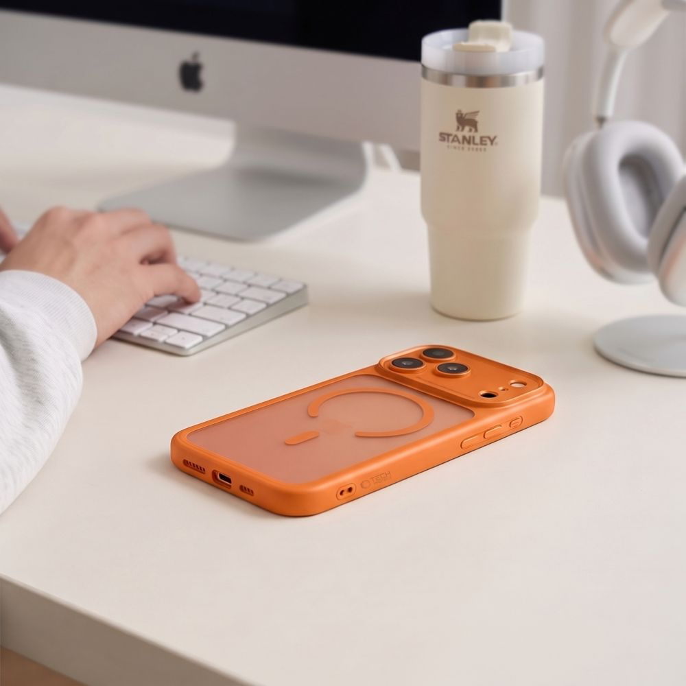 MagSafe-deksel for Apple iPhone 18 Pro Max / 17 Pro Max, Tech-Protect, MagPeak CC, Matt Oransje
