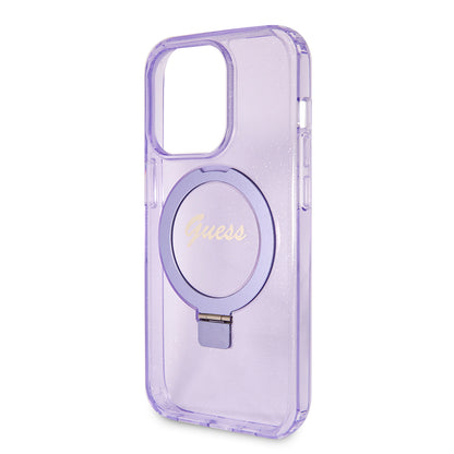 MagSafe-deksel for Apple iPhone 15 Pro Max, Guess, IML Ring Stand Glitter, Lilla GUHMP15XHRSGSU