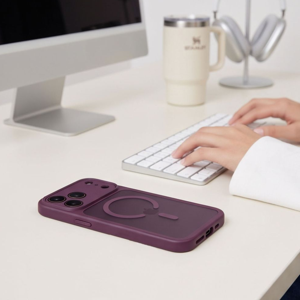 MagSafe-deksel for Apple iPhone 18 Pro / 17 Pro, Tech-Protect, BasicMag, Matt Burgunder