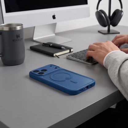 MagSafe-deksel for Apple iPhone 18 Pro / 17 Pro, Tech-Protect, BasicMag, Matt Marineblå