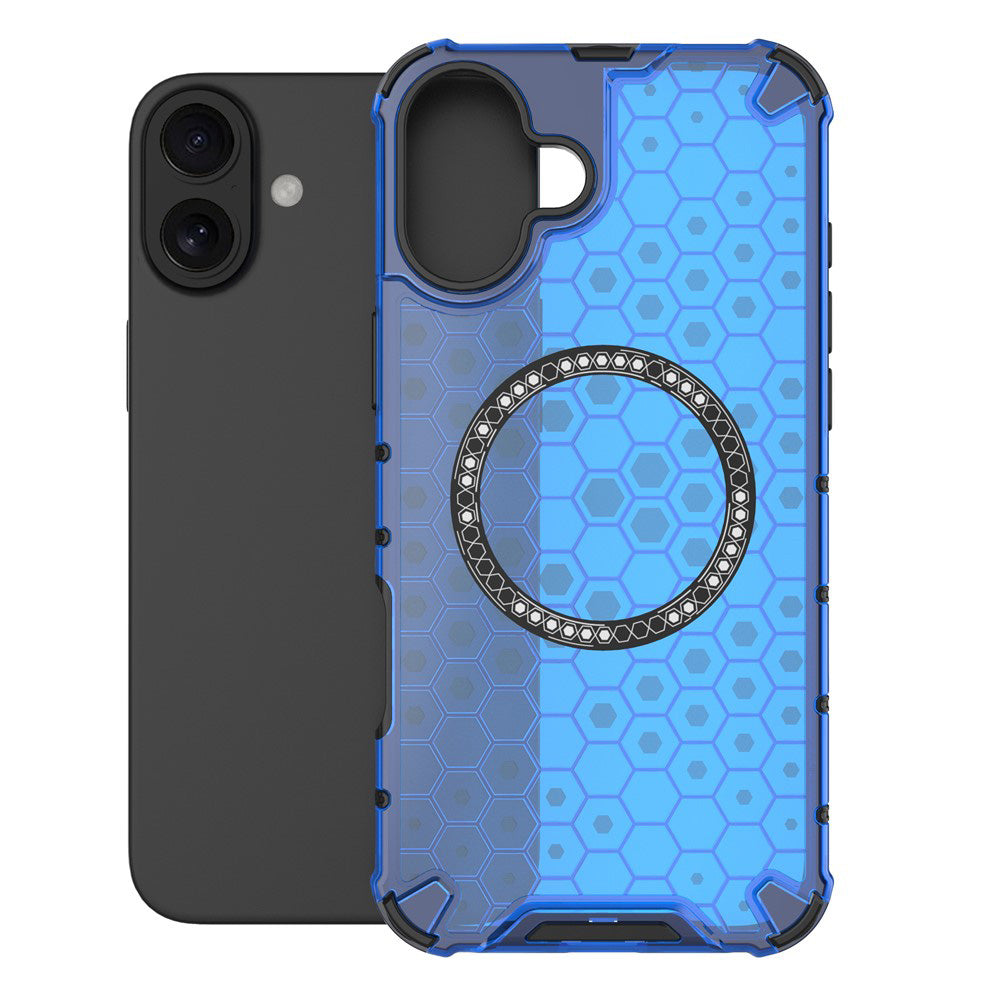 MagSafe-deksel for Apple iPhone 16, Techsuit, HoneyComb Shield, Blå