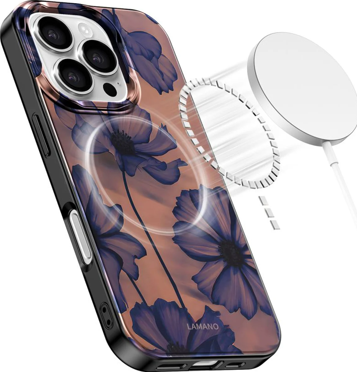 MagSafe-deksel for Apple iPhone 16 Pro, Tech-Protect, Lamano Velvet Night, Svart