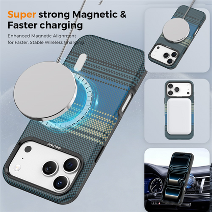 MagSafe-deksel for Apple iPhone 17 Pro Max, OEM, Gradient Rainbow, Marineblå