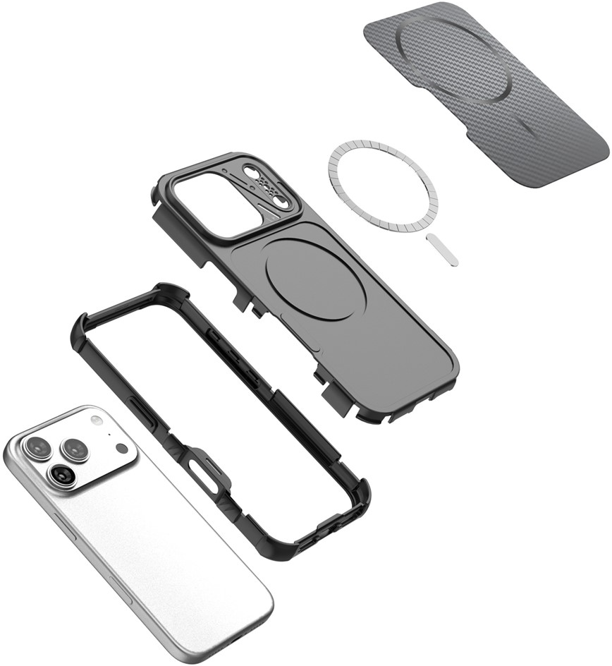 MagSafe-deksel for Apple iPhone 18 Pro / 17 Pro, OEM, karbon og hjørnebeskyttelse, svart