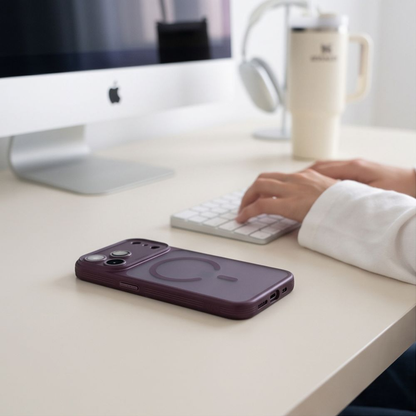 MagSafe-deksel for Apple iPhone 18 Pro / 17 Pro, Tech-Protect, MagPeak CC, Matt Burgunder
