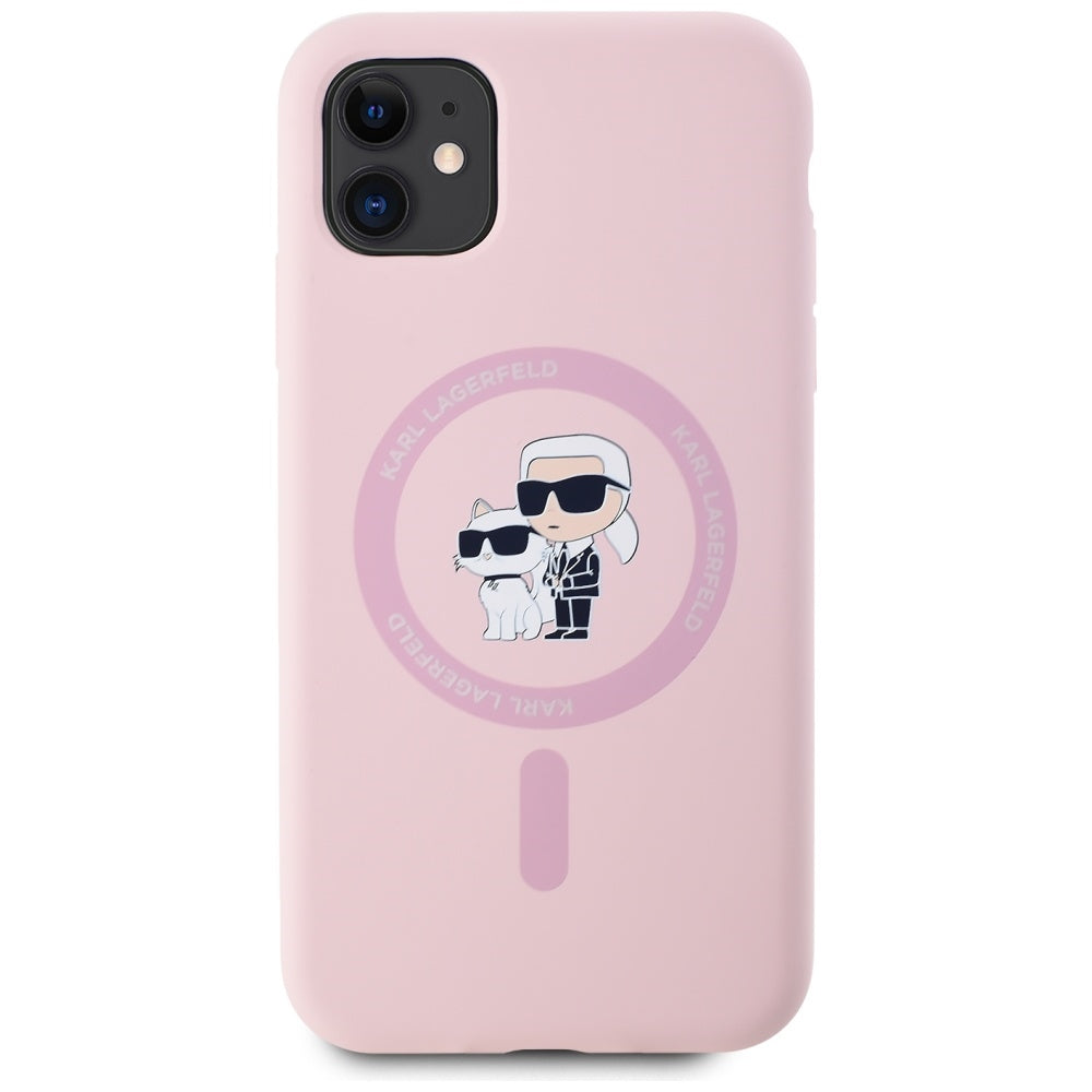 MagSafe deksel for Apple iPhone 11, Karl Lagerfeld, Silicone Karl & Choupette, Rosa