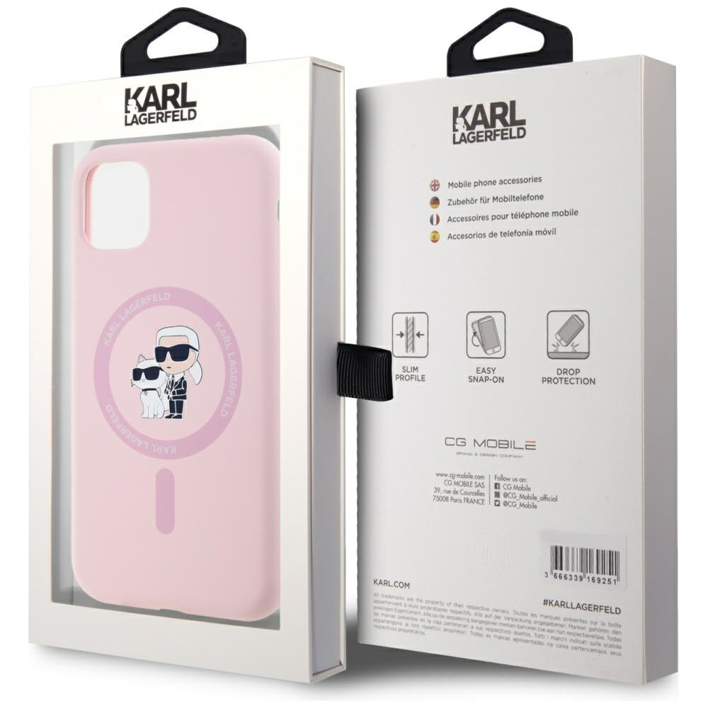 MagSafe deksel for Apple iPhone 11, Karl Lagerfeld, Silicone Karl & Choupette, Rosa