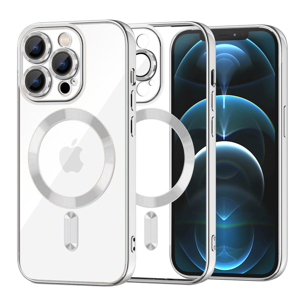 MagSafe-deksel for Apple iPhone 12 Pro Max, Techsuit, Luxury Crystal, Sølv
