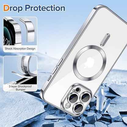 MagSafe-deksel for Apple iPhone 12 Pro Max, Techsuit, Luxury Crystal, Sølv