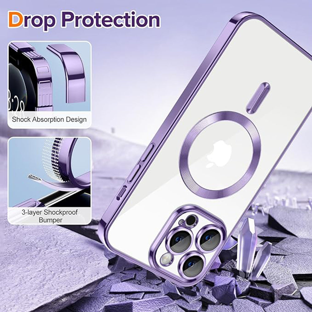 MagSafe-deksel for Apple iPhone 12 Pro Max, Techsuit, Luxury Crystal, Lys lilla