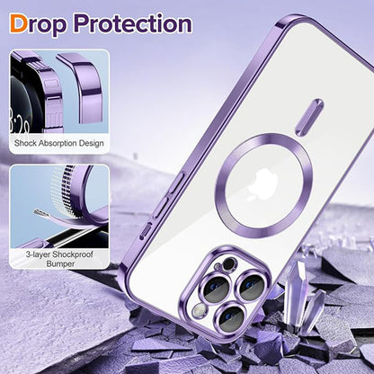 MagSafe-deksel for Apple iPhone 12 Pro Max, Techsuit, Luxury Crystal, Lys lilla