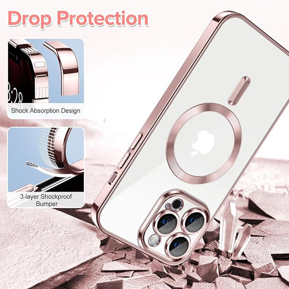 MagSafe-deksel for Apple iPhone 12 Pro Max, Techsuit, Luxury Crystal, Rosa