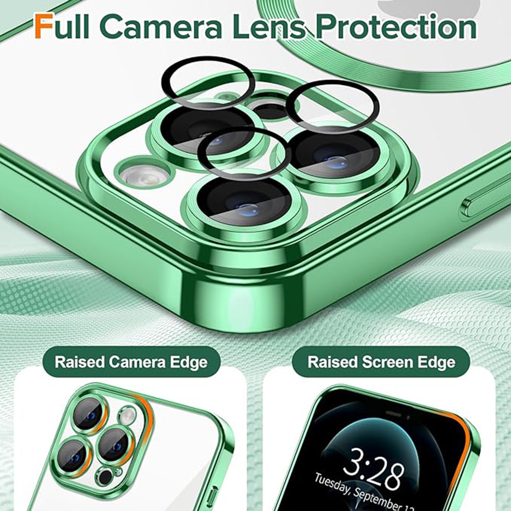 MagSafe-deksel for Apple iPhone 12 Pro Max, Techsuit, Luxury Crystal, Lys grønn