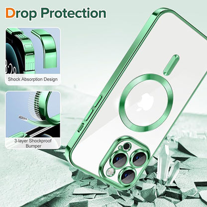 MagSafe-deksel for Apple iPhone 12 Pro Max, Techsuit, Luxury Crystal, Lys grønn