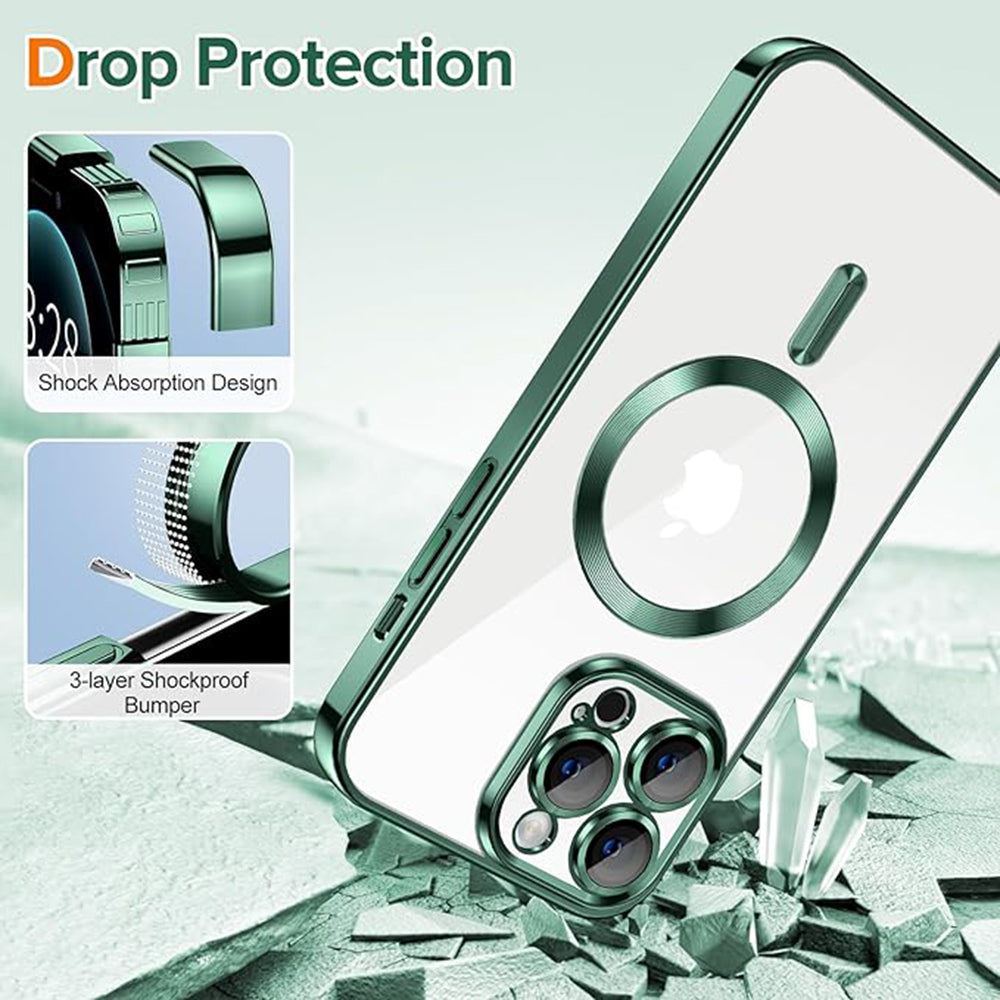 MagSafe-deksel for Apple iPhone 12 Pro Max, Techsuit, Luxury Crystal, Mørkegrønn