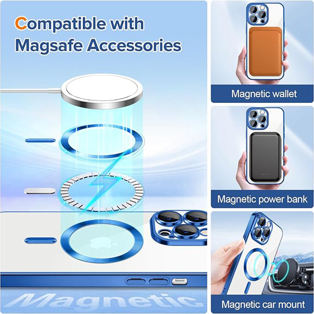 MagSafe-deksel for Apple iPhone 12 Pro, Techsuit, Luxury Crystal, Mørk blå