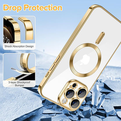 MagSafe-deksel for Apple iPhone 12 Pro, Techsuit, Luxury Crystal, Gullfarget