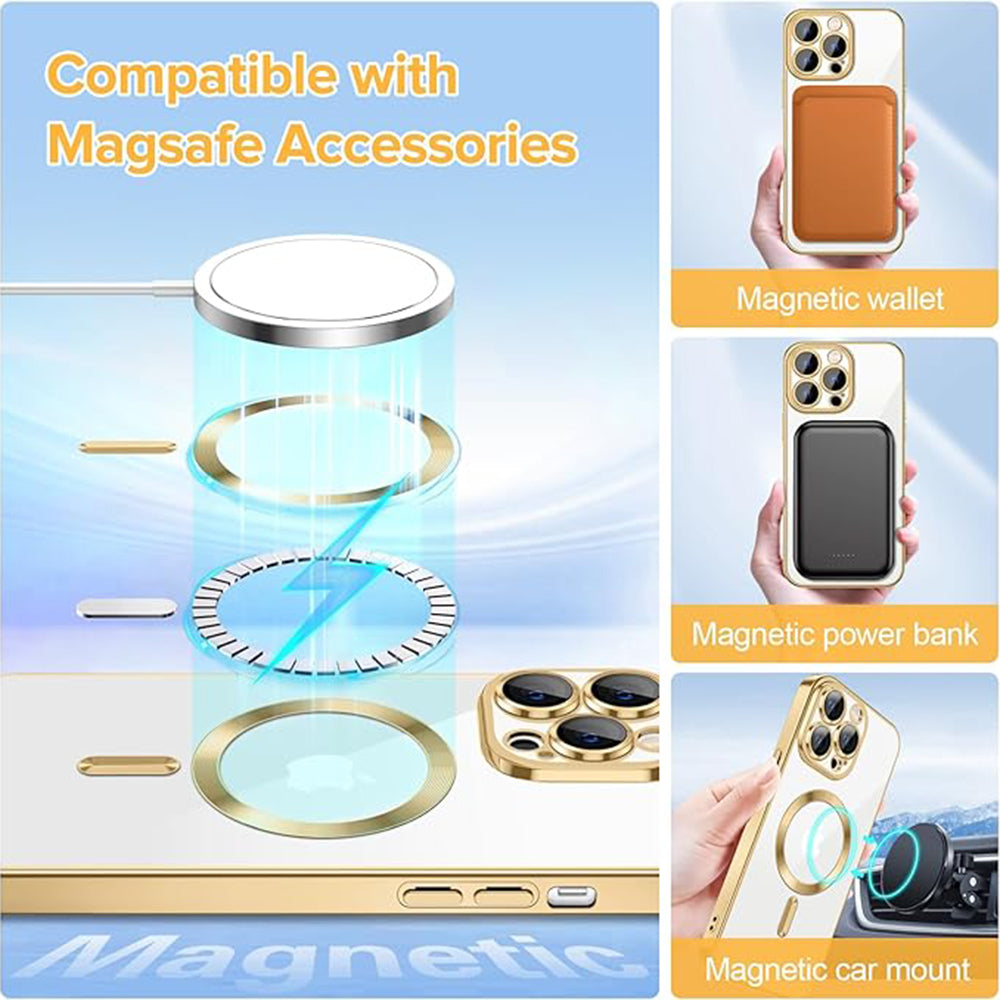 MagSafe-deksel for Apple iPhone 12 Pro, Techsuit, Luxury Crystal, Gullfarget