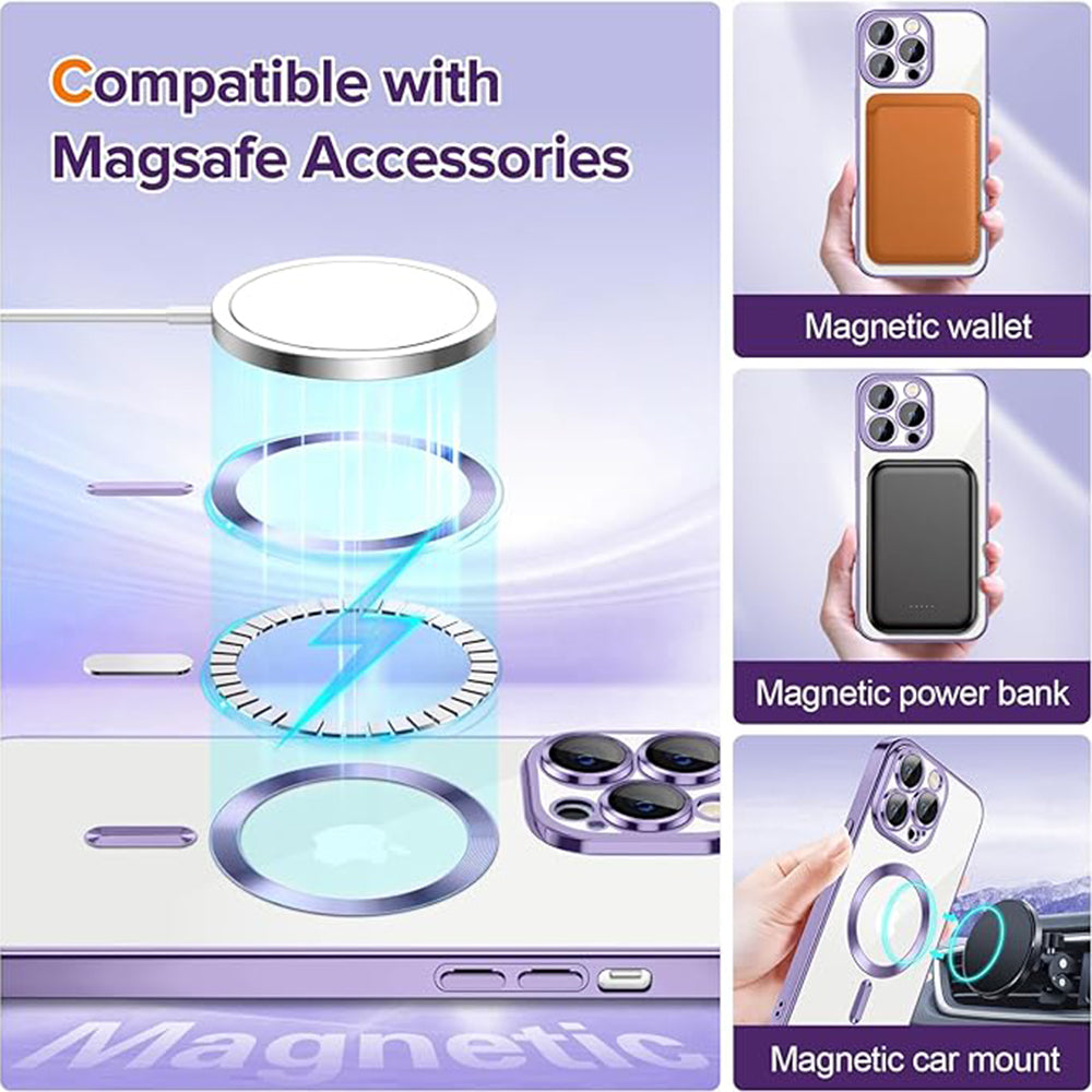 MagSafe-deksel for Apple iPhone 12 Pro, Techsuit, Luxury Crystal, Lys lilla