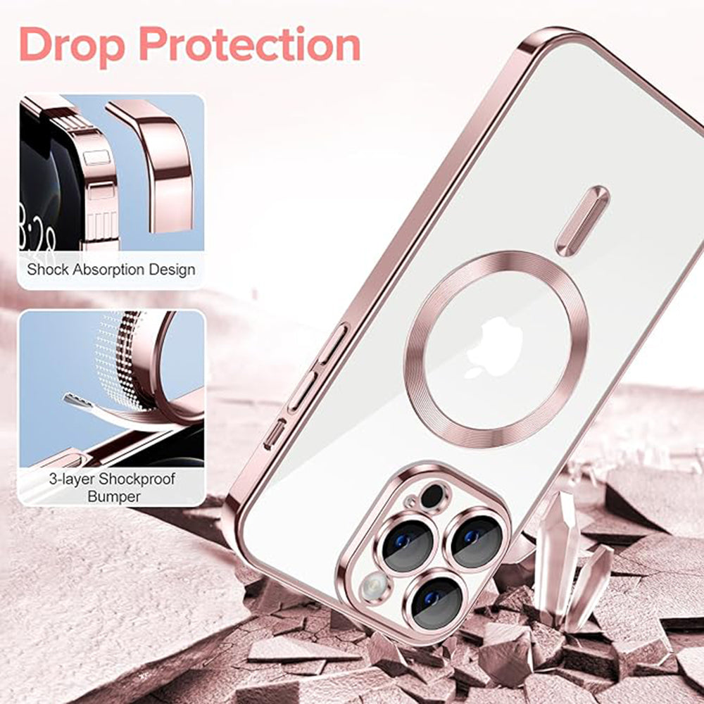 MagSafe-deksel for Apple iPhone 12 Pro, Techsuit, Luxury Crystal, Rosa