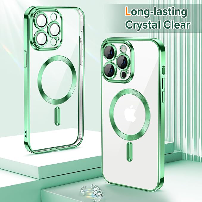 MagSafe-deksel for Apple iPhone 12 Pro, Techsuit, Luxury Crystal, Lys grønn
