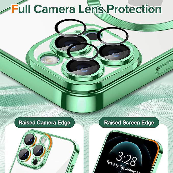 MagSafe-deksel for Apple iPhone 12 Pro, Techsuit, Luxury Crystal, Lys grønn