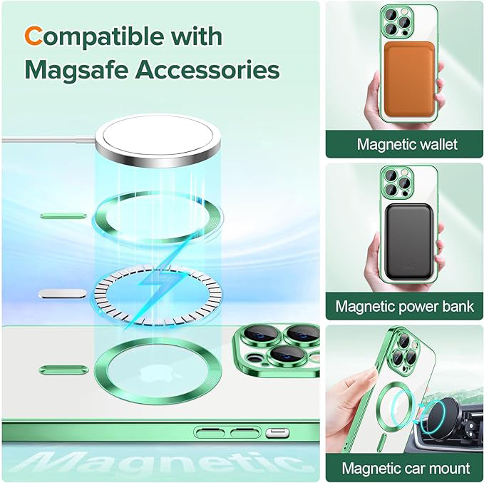 MagSafe-deksel for Apple iPhone 12 Pro, Techsuit, Luxury Crystal, Lys grønn