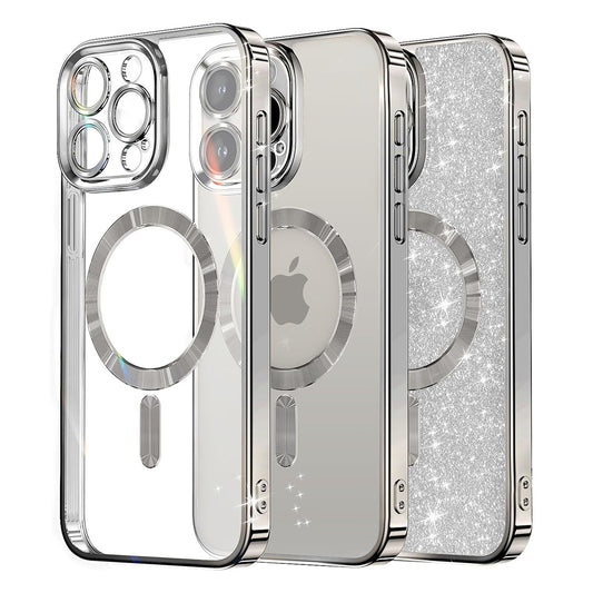 MagSafe-deksel for Apple iPhone 12 Pro, Techsuit, Luxury Glitter, Sølv
