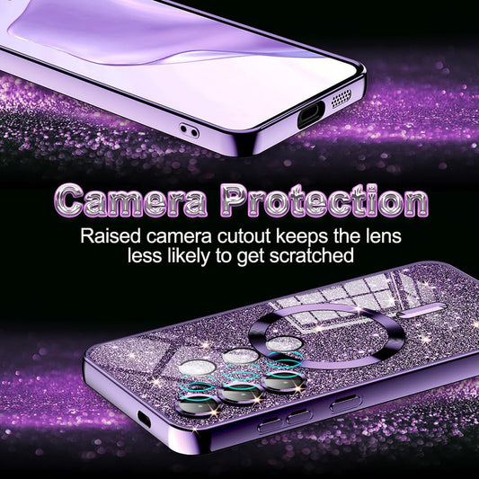 MagSafe-deksel for Apple iPhone 12 Pro, Techsuit, Luxury Glitter, Sølv