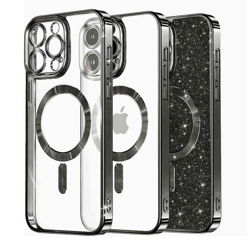 MagSafe-deksel for Apple iPhone 12 Pro, Techsuit, Luxury Glitter, svart