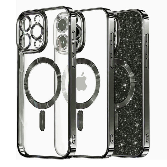 MagSafe-deksel for Apple iPhone 12 Pro, Techsuit, Luxury Glitter, svart