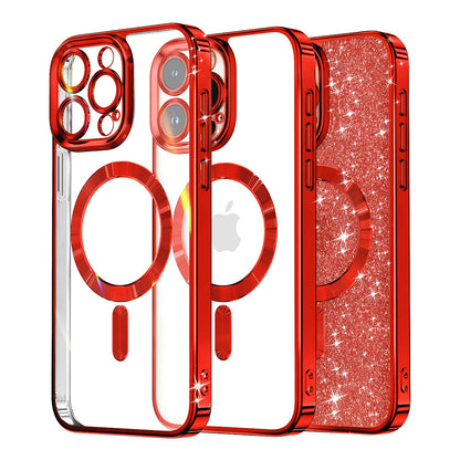 MagSafe-deksel for Apple iPhone 12 Pro, Techsuit, Luxury Glitter, Rød