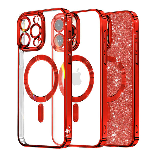 MagSafe-deksel for Apple iPhone 12 Pro, Techsuit, Luxury Glitter, Rød