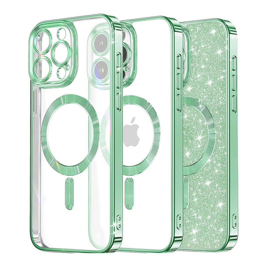 MagSafe-deksel for Apple iPhone 12 Pro, Techsuit, Luxury Glitter, Lys grønn