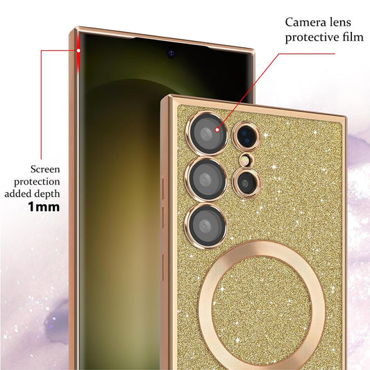 MagSafe-deksel for Apple iPhone 12 Pro, Techsuit, Luxury Glitter, Lys grønn