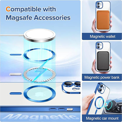 MagSafe-deksel for Apple iPhone 12, Techsuit, Luxury Crystal, Mørk blå