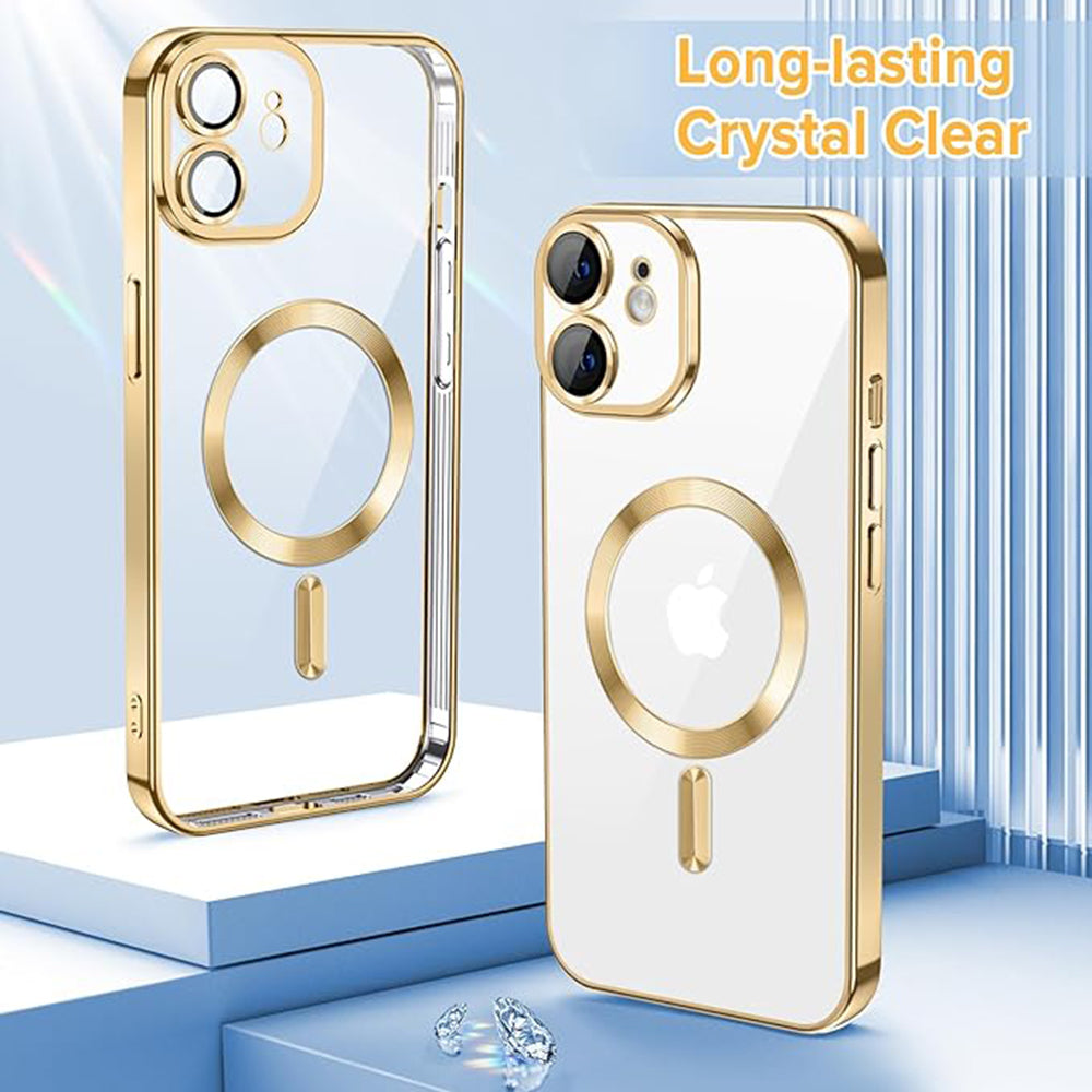 MagSafe-deksel for Apple iPhone 12, Techsuit, Luxury Crystal, Gullfarget