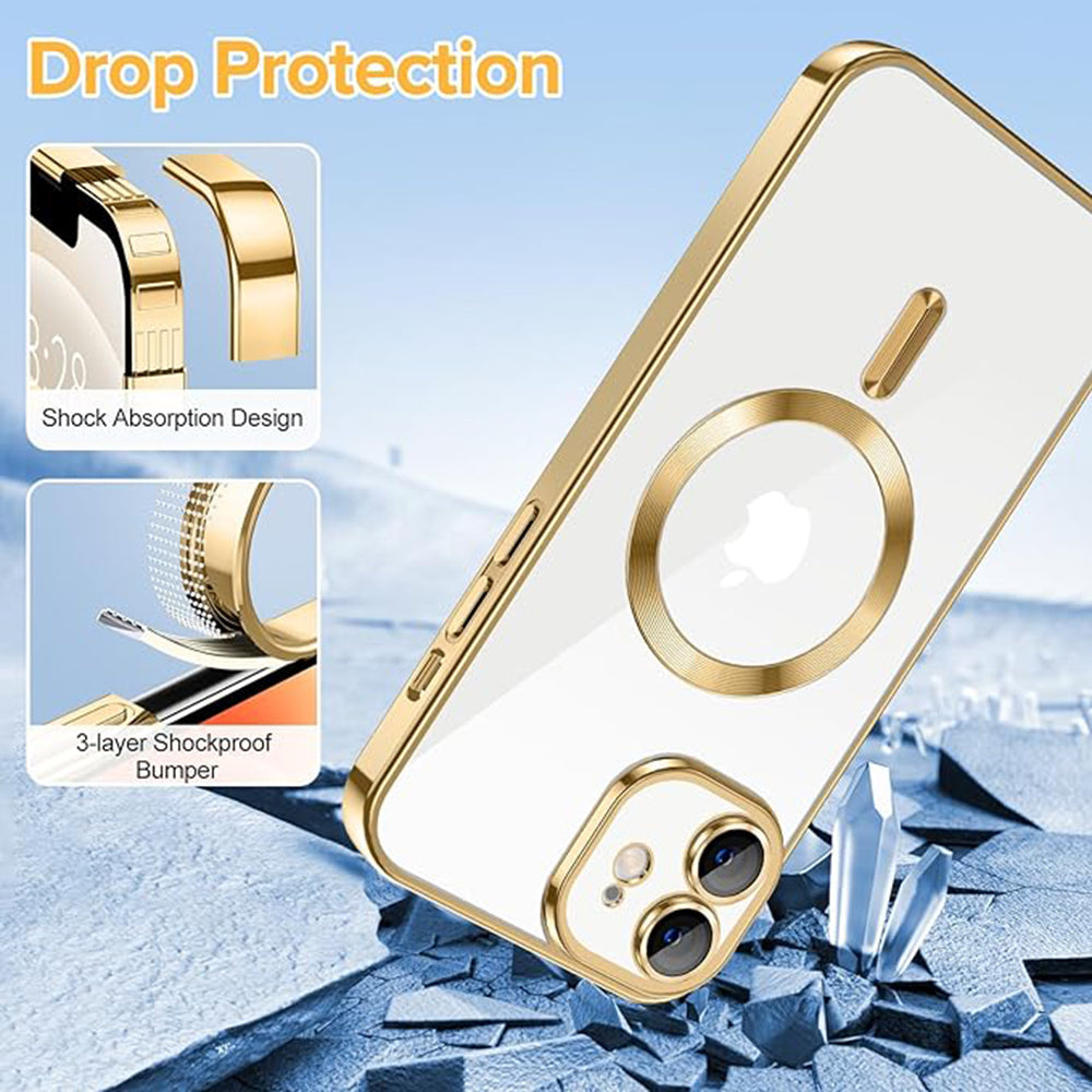 MagSafe-deksel for Apple iPhone 12, Techsuit, Luxury Crystal, Gullfarget