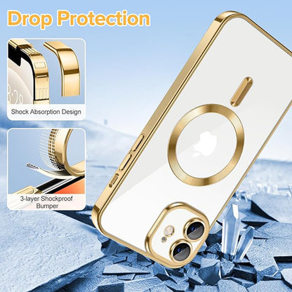 MagSafe-deksel for Apple iPhone 12, Techsuit, Luxury Crystal, Gullfarget