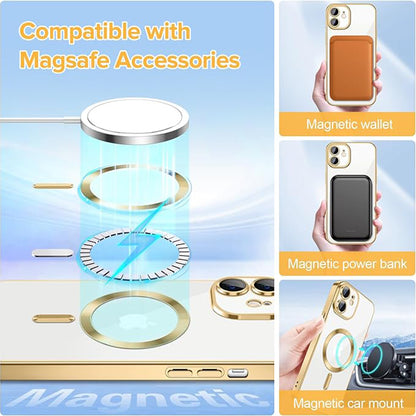 MagSafe-deksel for Apple iPhone 12, Techsuit, Luxury Crystal, Gullfarget